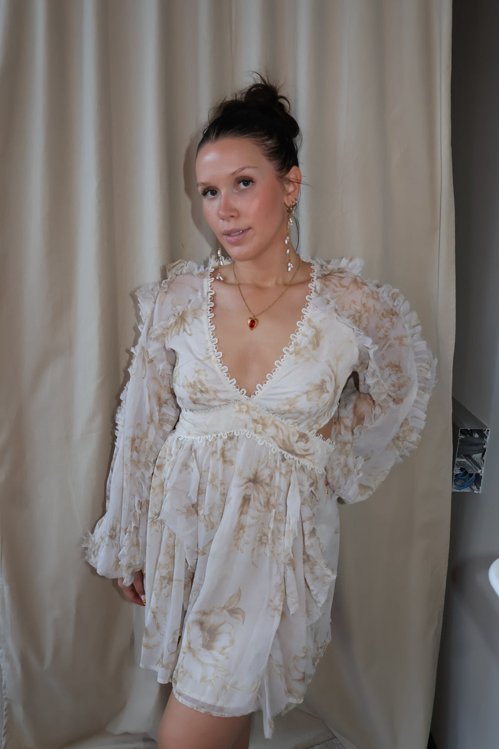 ASOS - ruffle lace insert mini dress
