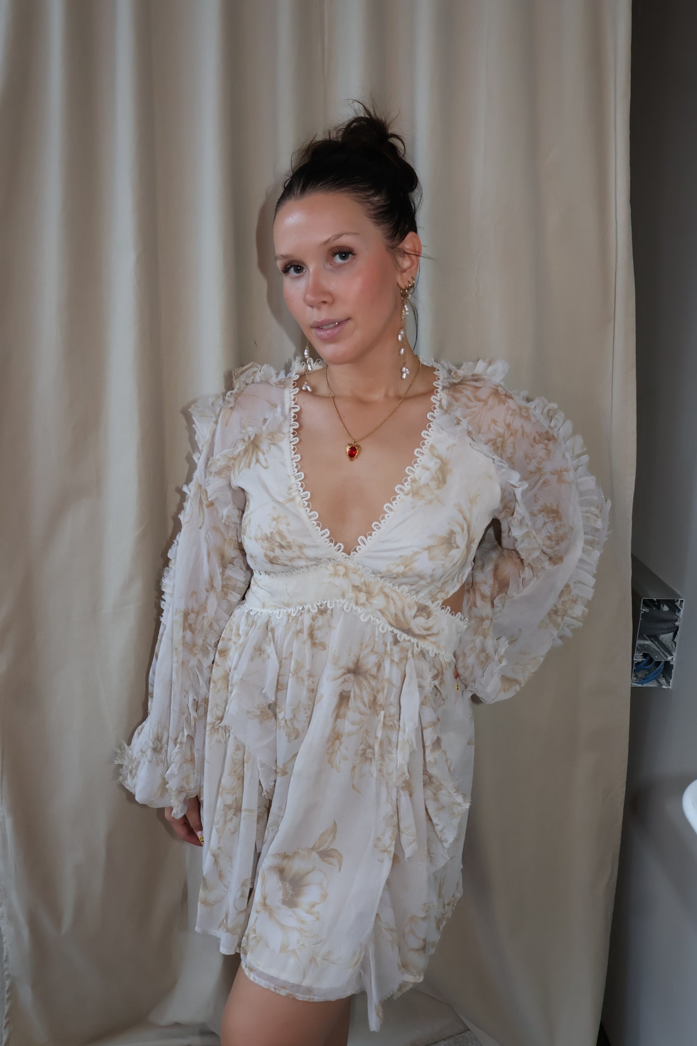 ASOS - ruffle lace insert mini dress